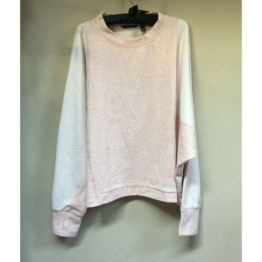 Any Body Womens XL Colorblock Pink White Dolman Sleeve Pullover Sweater Stretch